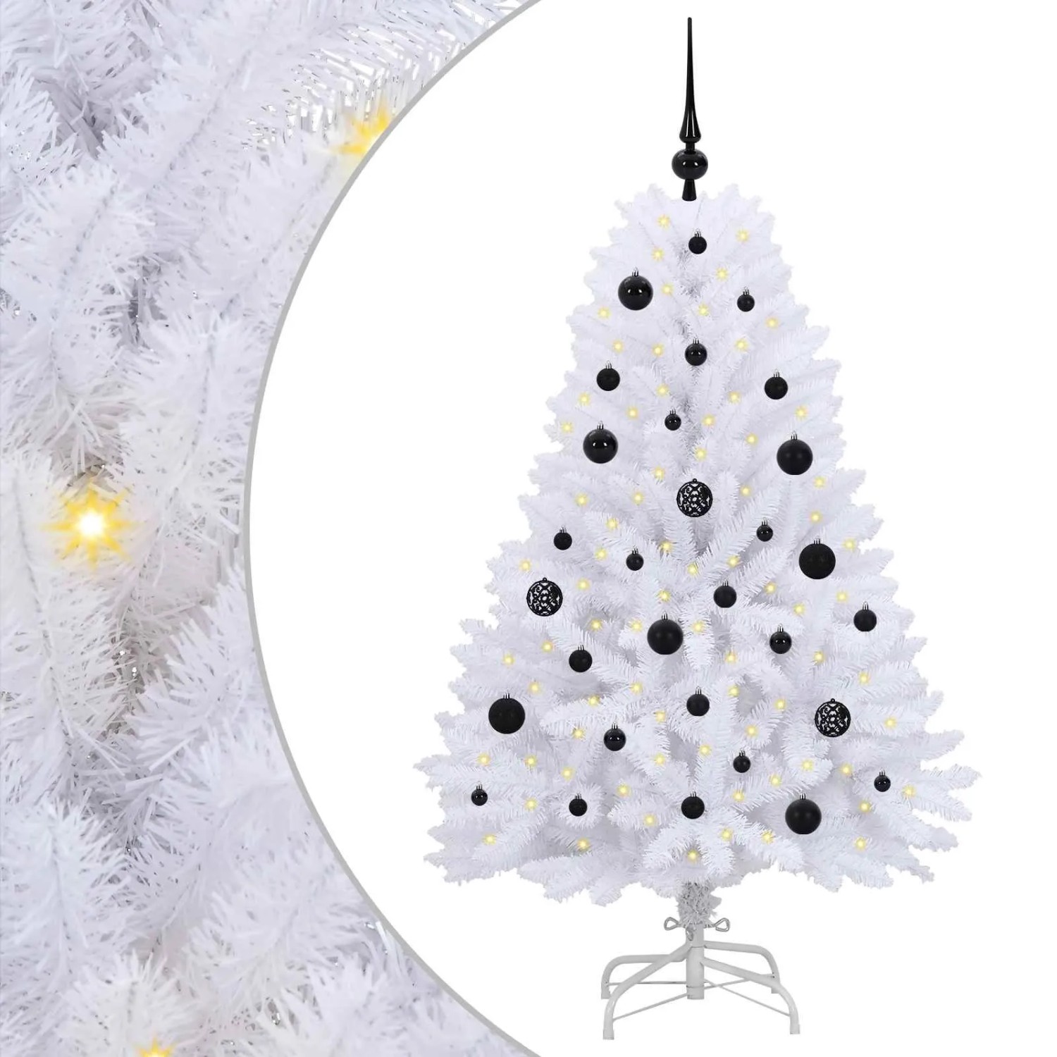 vidaXL Künstlicher Klappbarer Weihnachtsbaum Weiß 150 cm PVC und Stahl 3426586