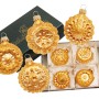 4er-Set goldene Krebs Glas Lauscha Weihnachtskugeln (6cm) mit verschiedenen Ornamenten.