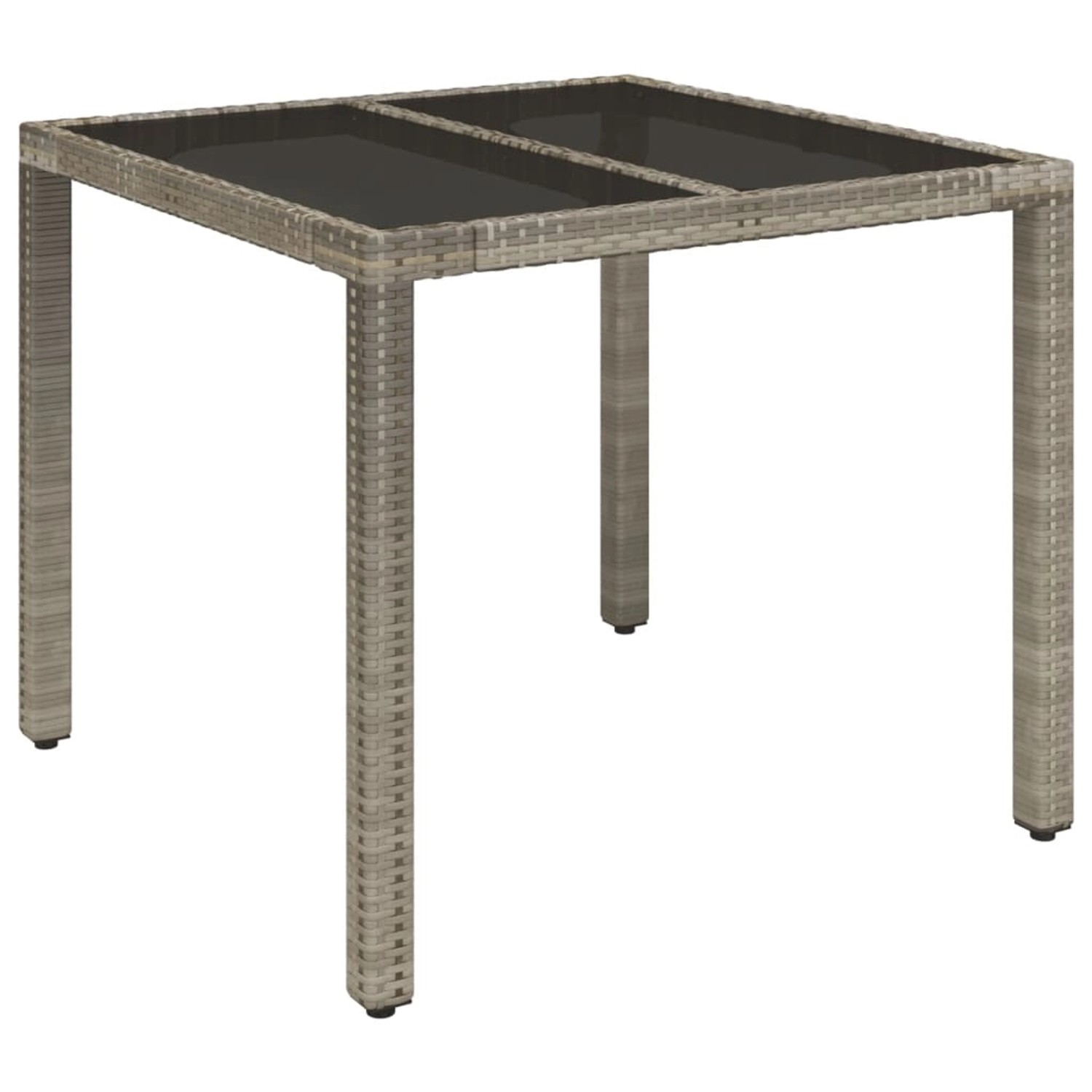 vidaXL Gartentisch mit Glasplatte Grau 90x90x75 cm Poly Rattan 319896 günstig online kaufen
