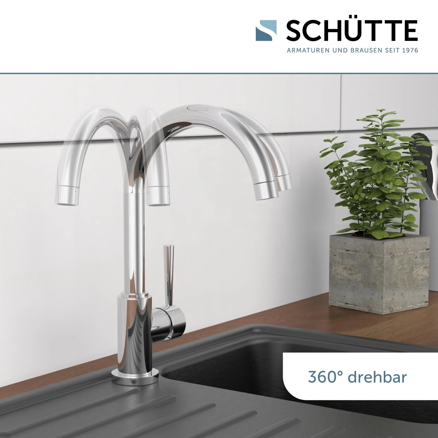 Schütte Spültischarmatur Cornwall, Niederdruck, Chrom, 360° drehbar.