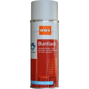OBI Buntlack Spray, RAL 7035 Lichtgrau, seidenmatt, 400ml Dose.