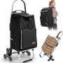 Sekey Treppensteiger Einkaufstrolley, klappbar, mit Rucksackfunktion, schwarz. Ideal für Einkäufe.
