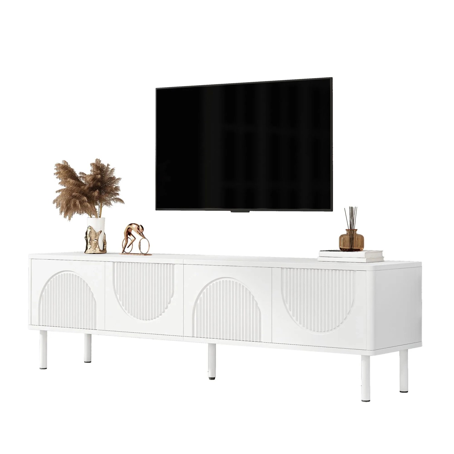 Merax TV Lowboard 180 cm mit Stauraum Kabelmanagement Matt Wohnzimmer