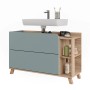 Vicco Waschbeckenunterschrank Karen, Sonoma/Blau, 100 cm breit, mit Schubladen und Ablagefächern.