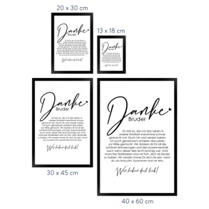 WANDStyle Poster "Danke Bruder" in verschiedenen Größen mit schwarzem Rahmen.