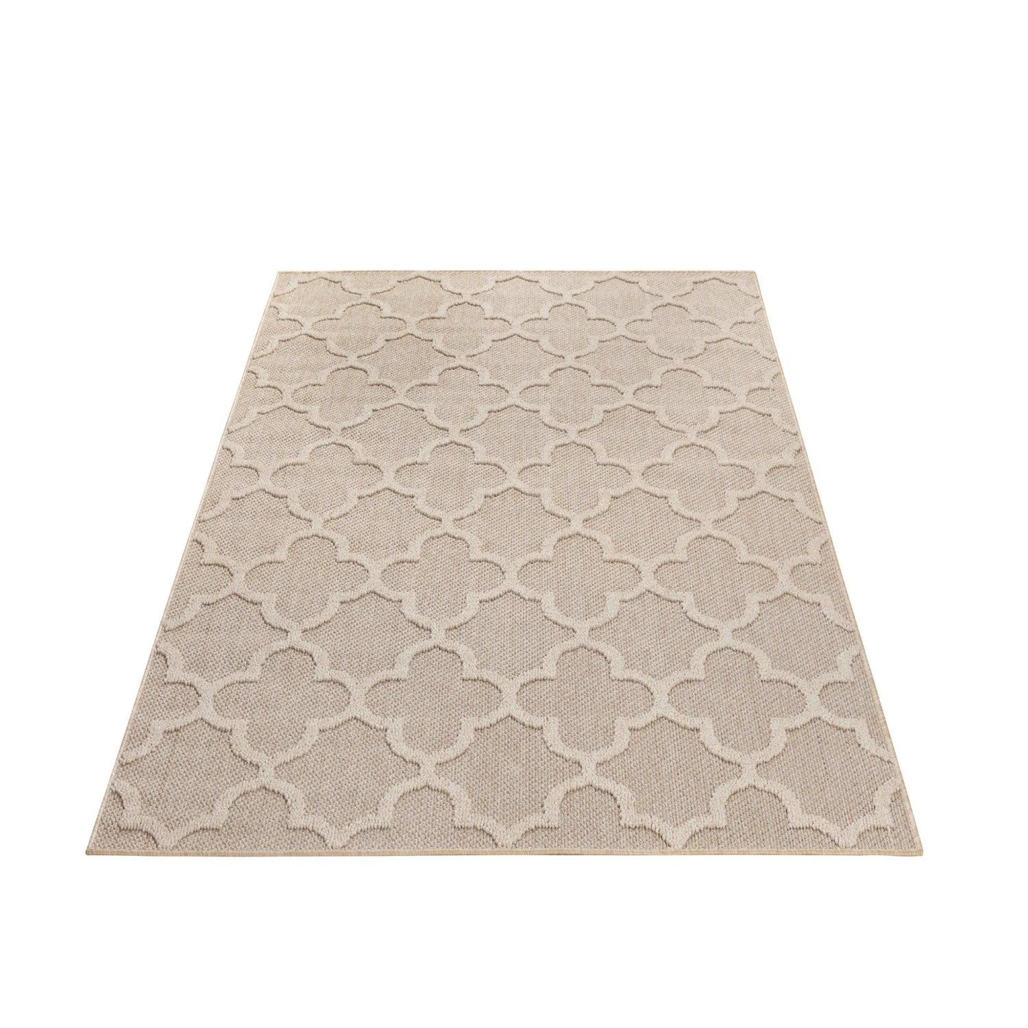 Beiger Ayyildiz In- und Outdoor-Teppich Patara mit marokkanischem Muster, 200x290 cm.