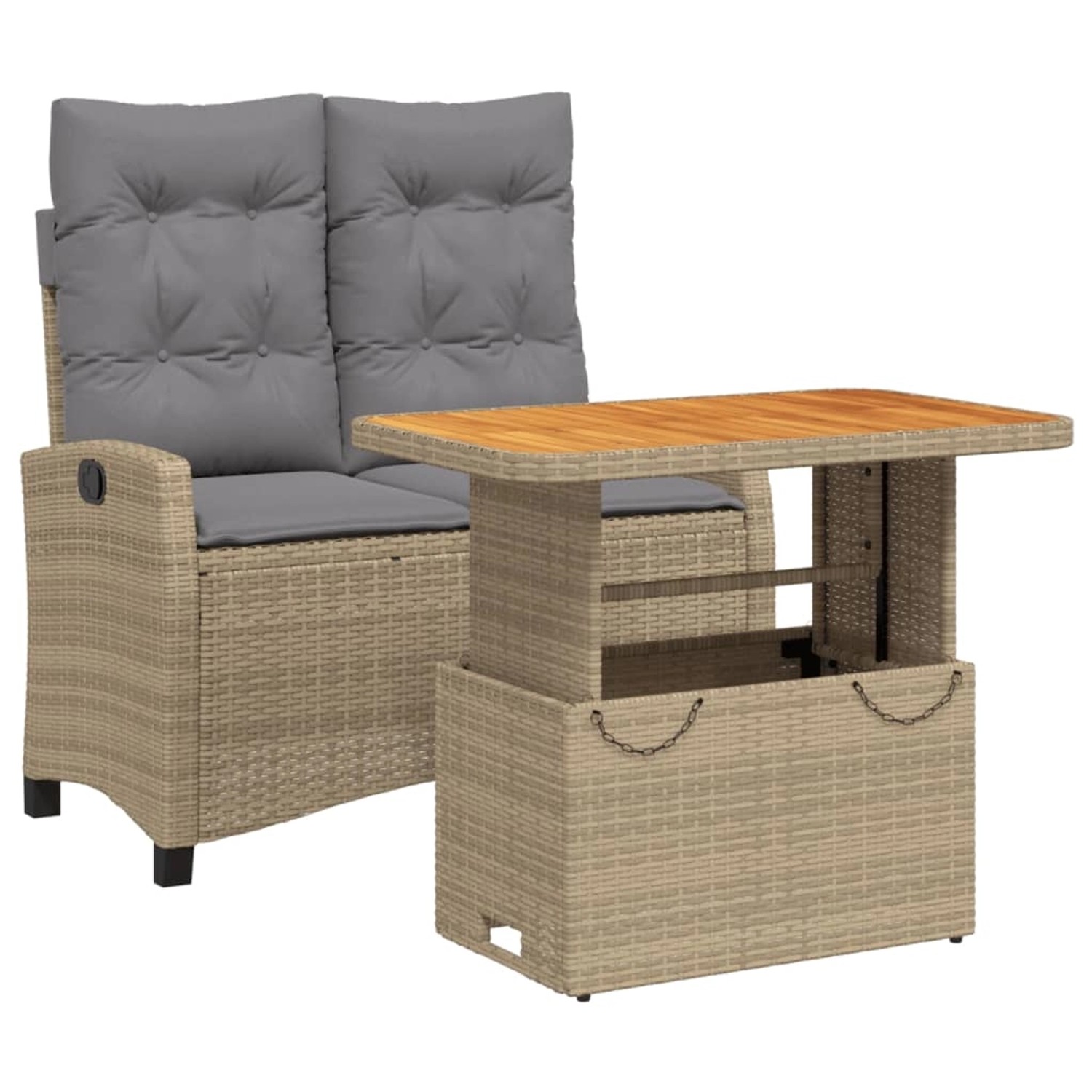 vidaXL 2-Tlg Garten-Essgruppe mit Kissen Beige Poly Rattan 3277430
