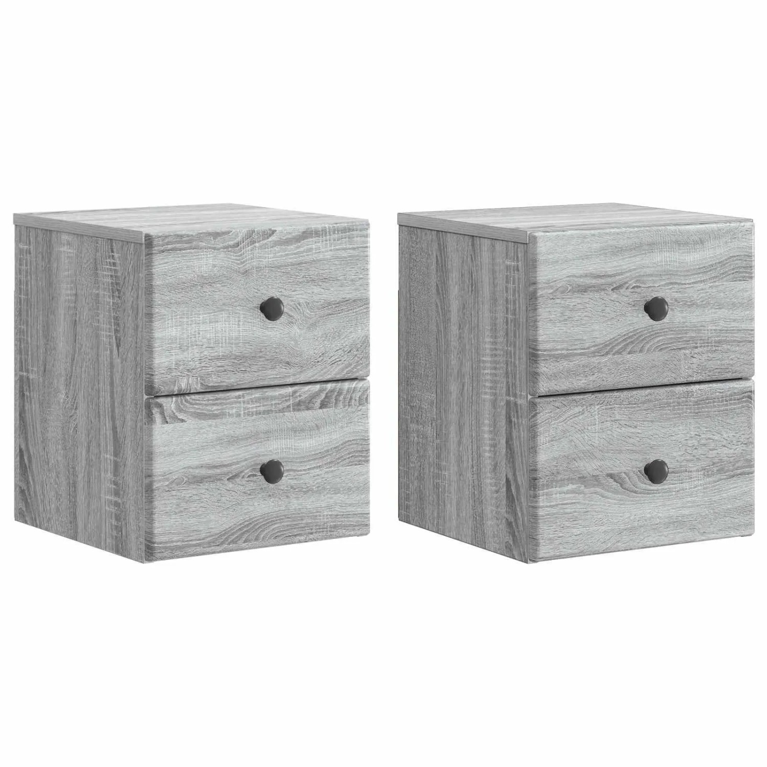 vidaXL Wandmontierter Nachttisch 2 Stk Graues Sonoma 34,5 x 33 x 40 cm 899158