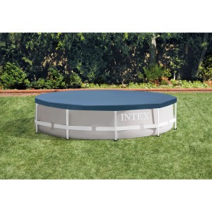 Intex Frame-Pool mit blauer Abdeckplane, Ø 305 cm. Poolabdeckung zum Schutz vor Verschmutzung.