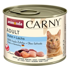 Animonda Carny Adult Katzen-Nassfutter mit Huhn und Lachs, 200g Dose.