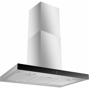 Respekta Cara Inselhaube, 90 cm, Edelstahl mit Glasfront und LED-Beleuchtung.