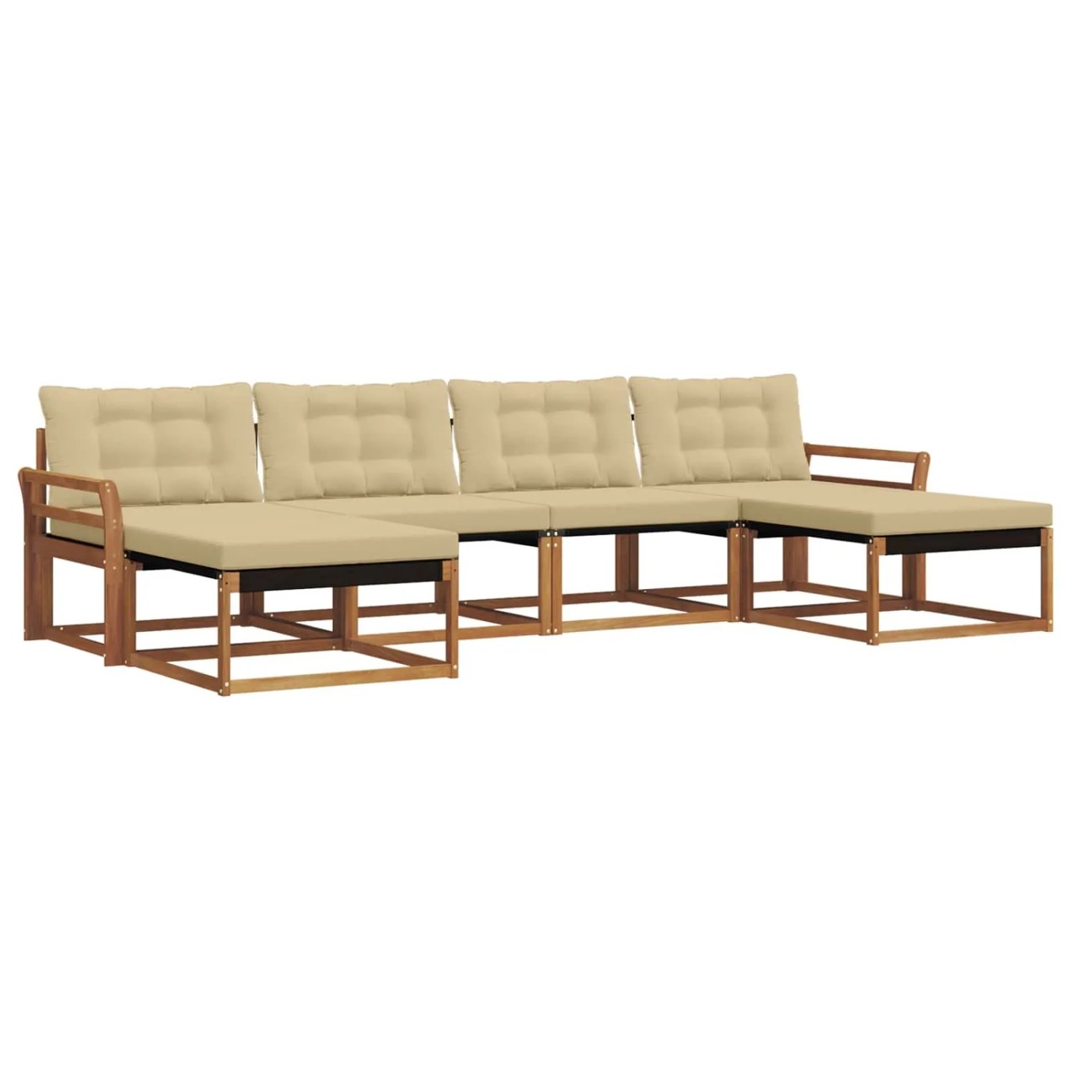 vidaXL Outdoor-Sofagarnitur mit Kissen 6-Tlg Natur und Beige 3369724