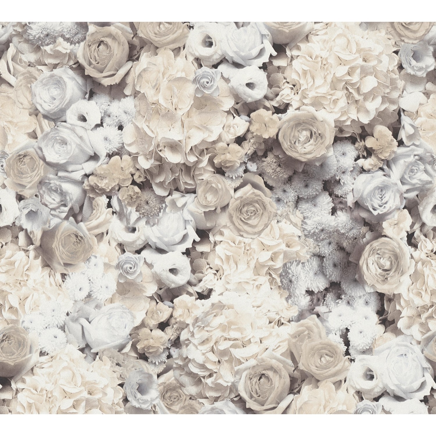 Vliestapete Trendwall 2 Blumen Floral Grau Beige Creme FSC®