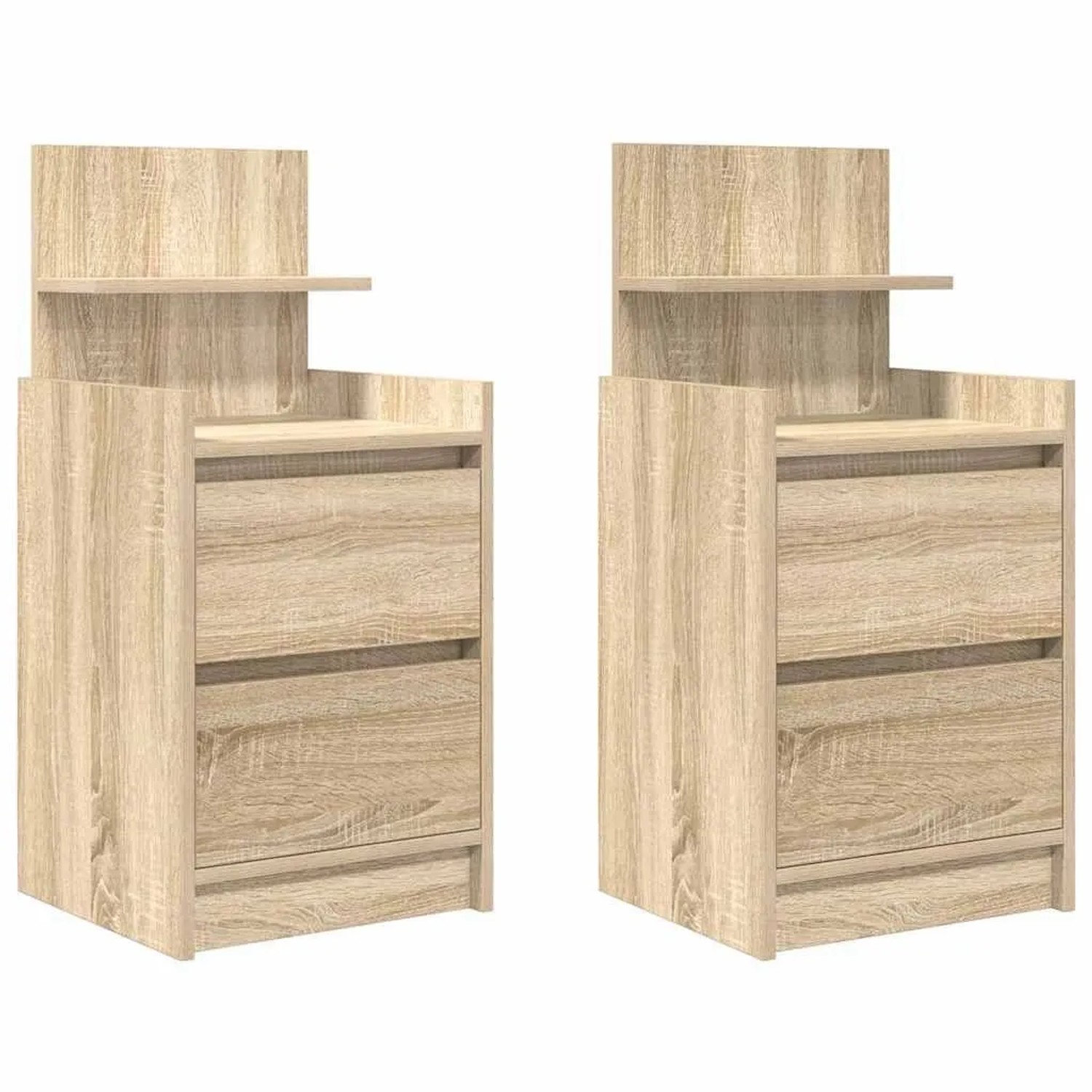 vidaXL Nachttische mit 2 Schubladen 2 Stk Sonoma-Eiche 38x34x80 cm 861360