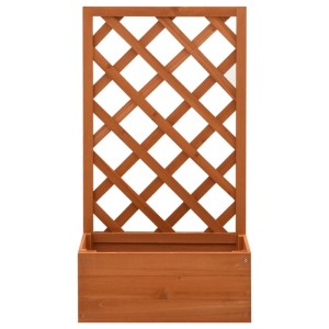 DELUKE Rankkasten Gartenspalier MINO Braun 90x50x25cm Spalier Mit Blumenkasten Mit Rankgitter Rankhilfe Mit Pflanzenkasten