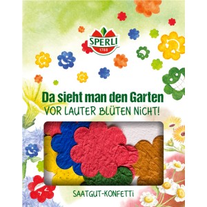 Sperli Saatgut-Konfetti Blüten, bunte Blumenmischung im Saatpapier-Konfetti in Blütenform.