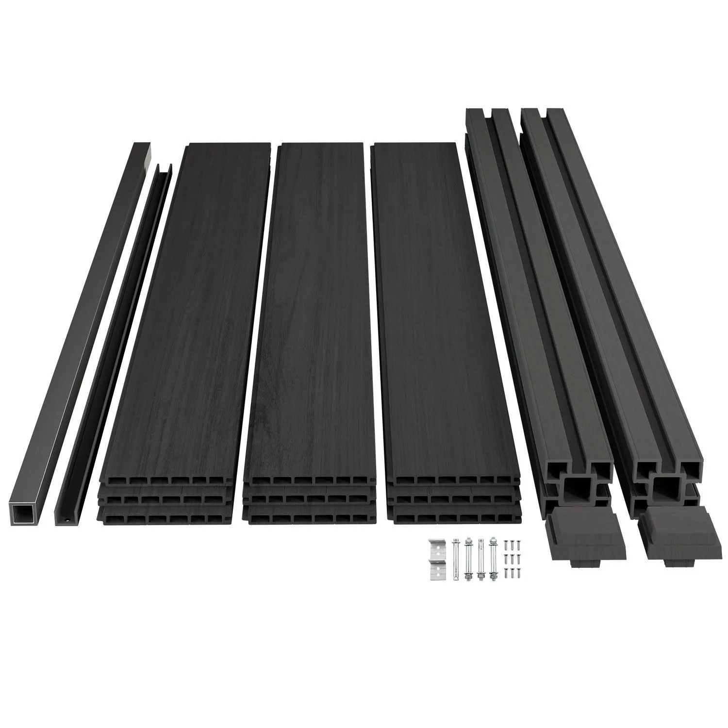 Juskys WPC Sichtschutzzaun 3er Set - 3x Element + 4x Pfosten_6