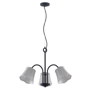 Lucande Pendelleuchte Binta 9639457 Retro Vintage Antik in Alu aus Textil 3-flammig E14 Wohnzimmerleuchte