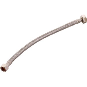 Flexibler Winkel-Anschlussschlauch, 14,9 mm (G 3/8) x 300 mm, aus Edelstahl.