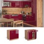 Vicco Küchenunterschrank R-Line, Bordeaux Hochglanz/Eiche, 80cm mit anthrazitfarbener Arbeitsplatte.