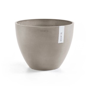 Ecopots Antwerp Pflanztopf, braungrau, 30 cm, aus robustem Stein- und Recycling-Kunststoff.