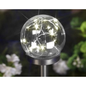 2er Set Westfalia Solar Kugel Lampen, 10cm, Glas schwarz. Gartenleuchten mit warmweißem Licht.
