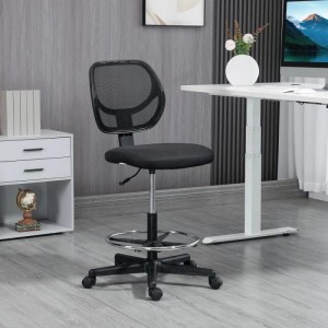 Vinsetto Bürostuhl Verstellbarem 93-113 cm Höhenverstellbar mit Rollen Schwarz