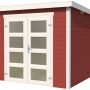 Lasita Holz-Gartenhaus Zambezi 5 in Schwedenrot mit Doppeltür und Fenstern.