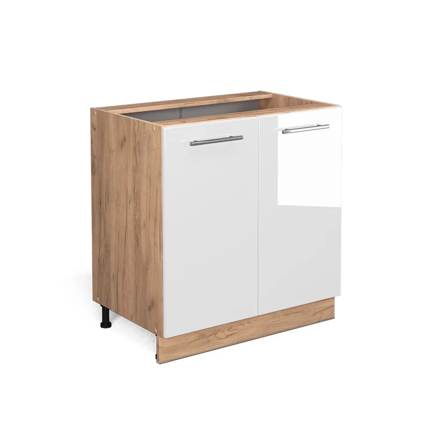 Vicco Küchenunterschrank Fame-Line Weiß Hochglanz 80 x 82 mit Regal ohne Arbeitsplatte