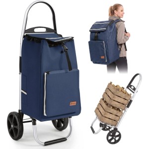 Sekey Einkaufstrolley mit Kühlfach, blau, als Trolley, Rucksack und mit Kiste dargestellt.