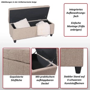 MCW Aufbewahrungstruhe Kriens, hellgrau, mit aufklappbarem Deckel und Stauraum.