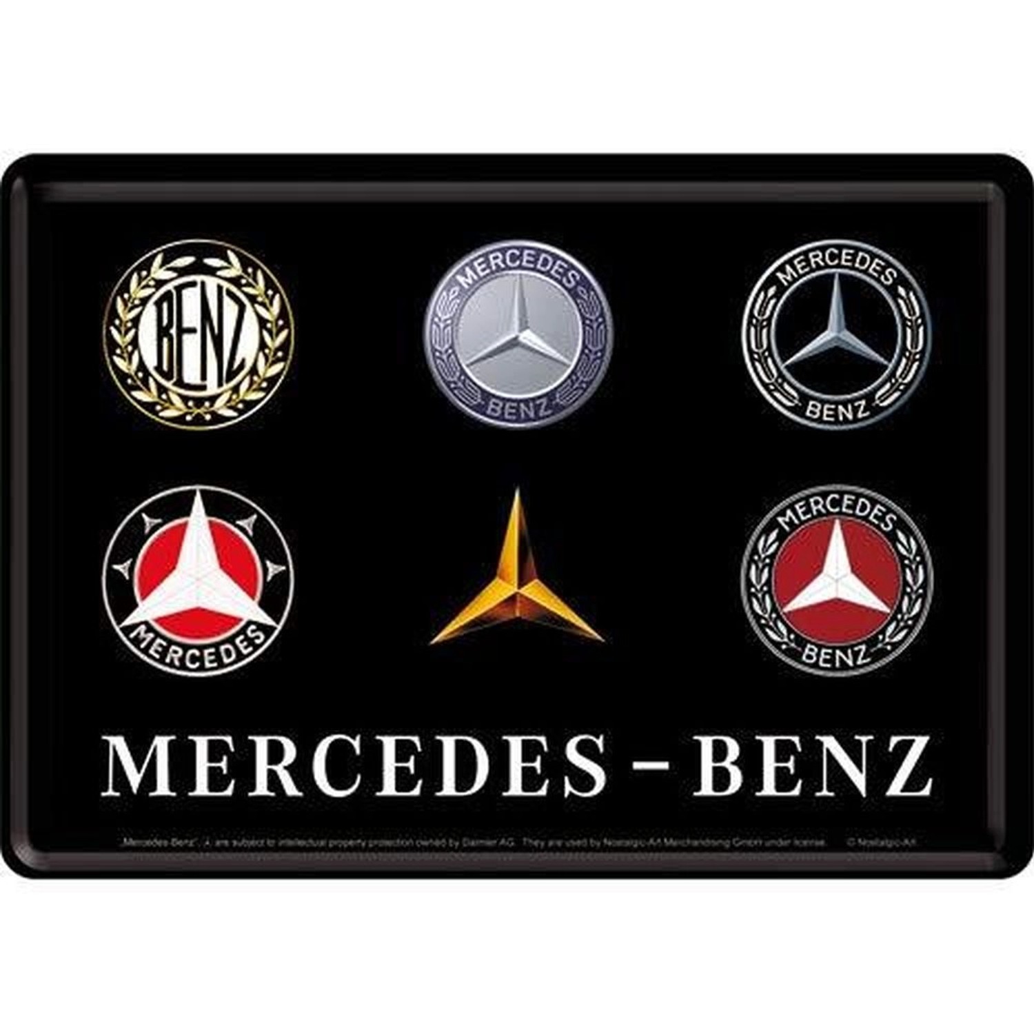 Nostalgic-Art Blechpostkarte - Mercedes-Benz - Logo Evolution günstig online kaufen