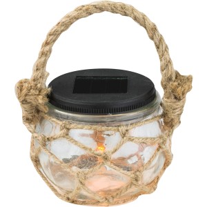 Globo LED-Solaraußenleuchte mit Textilband und klarem Glas, Laterne für Garten und Terrasse.