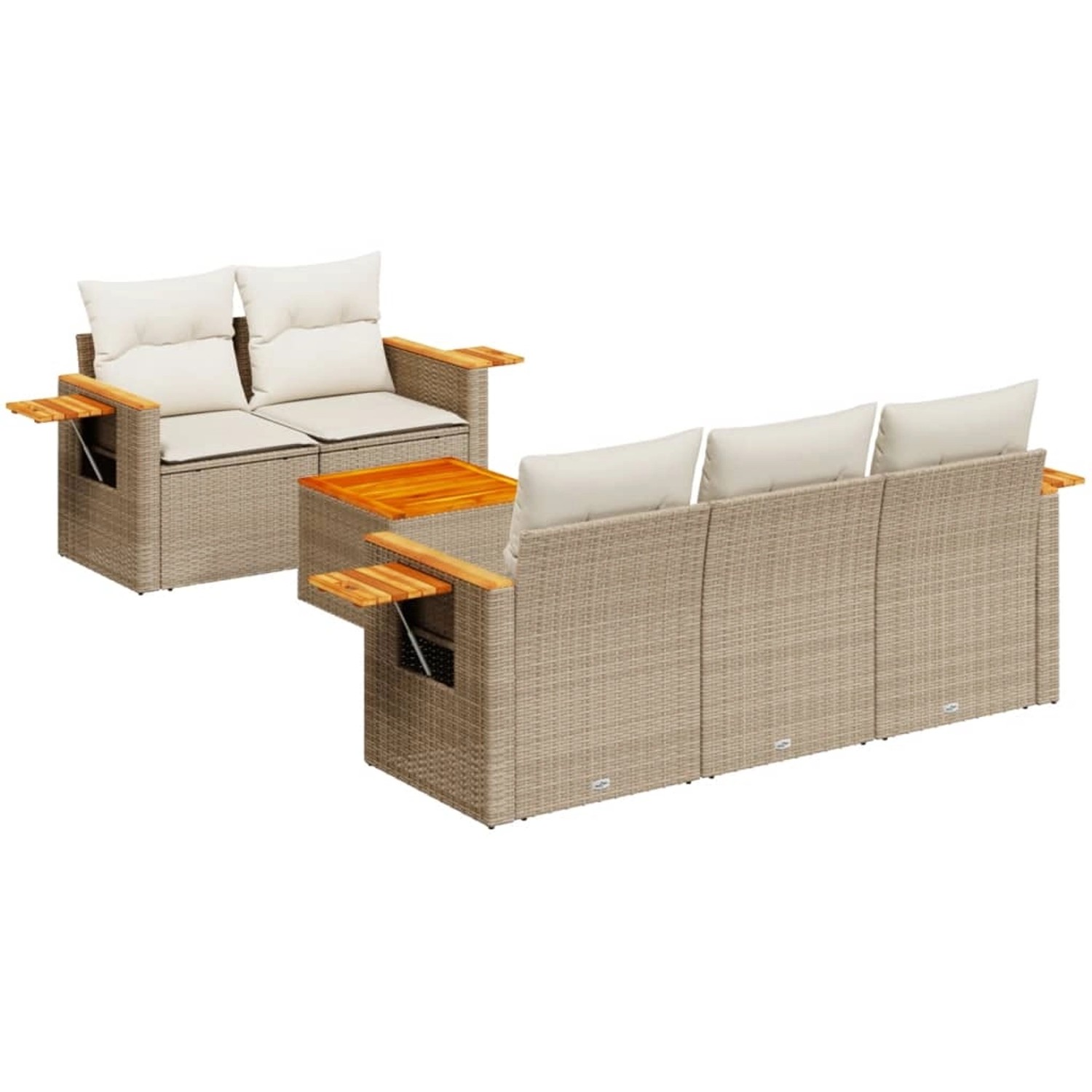 vidaXL 6-Tlg Garten-Sofagarnitur mit Kissen Beige Poly Rattan 3259027 günstig online kaufen