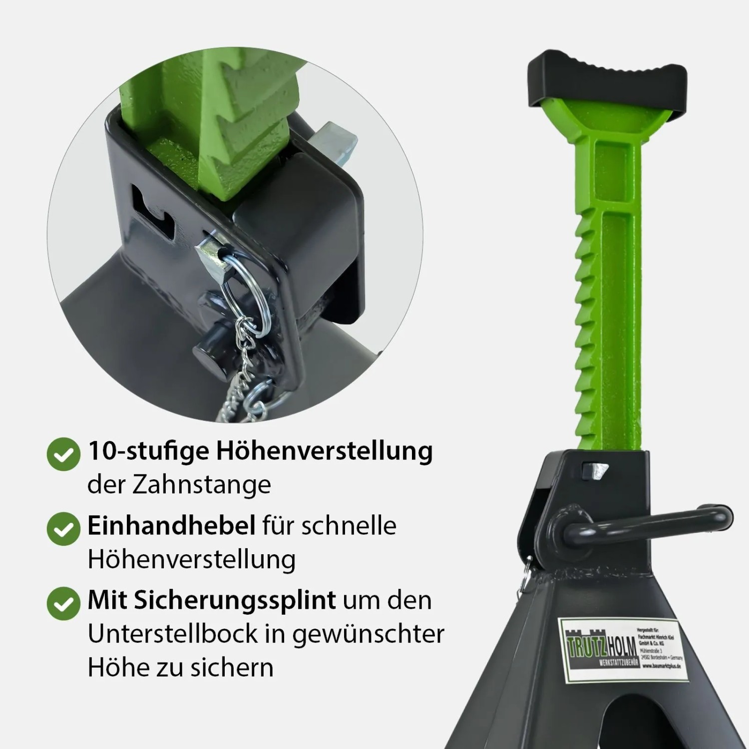 TRUTZHOLM Unterstellbock (2 Stk.) mit 6t Traglast, höhenverstellbar von 380-600mm, für Autoreparatur & Wartung.