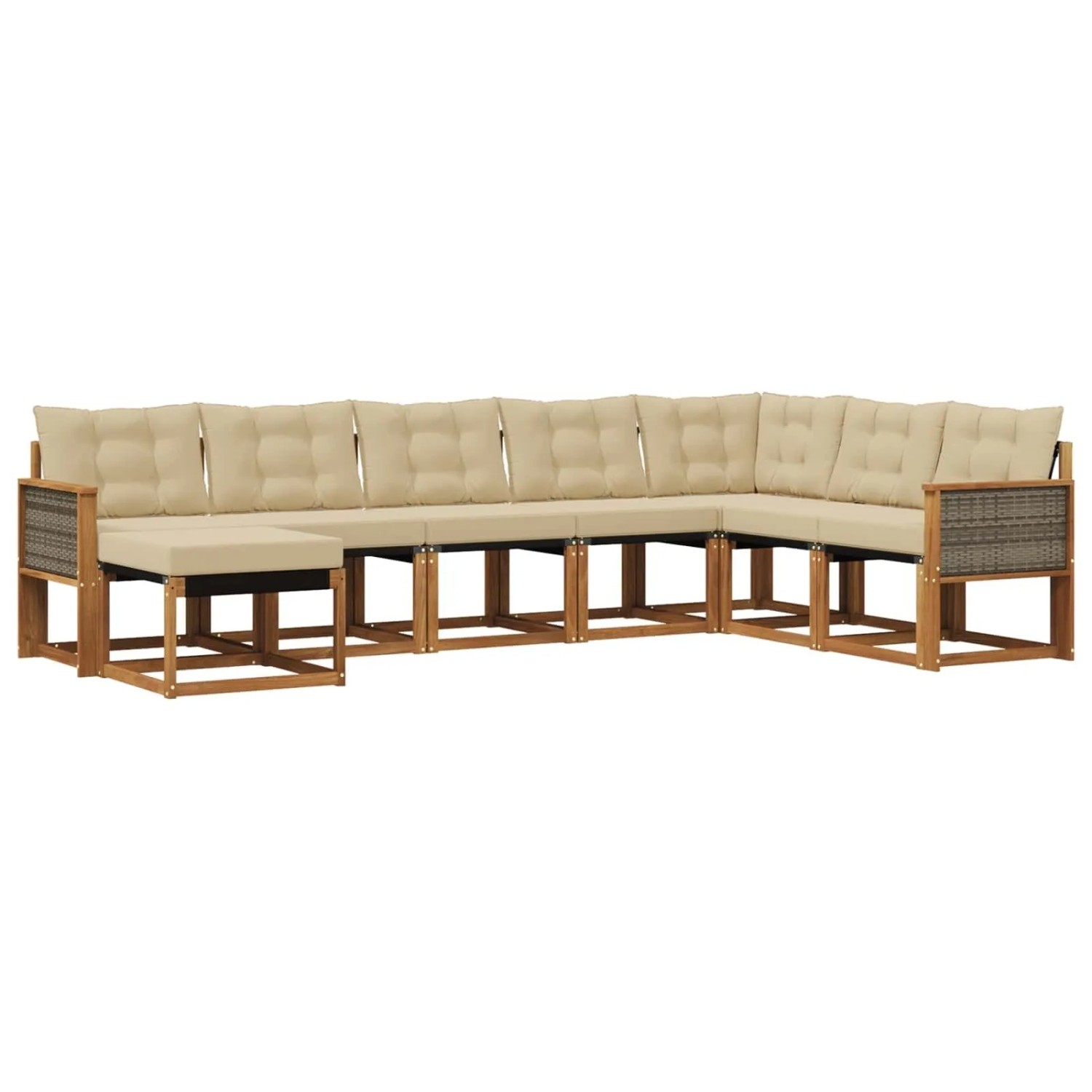 vidaXL Outdoor-Sofagarnitur mit Kissen 8 Stk Natur und Beige 3382141