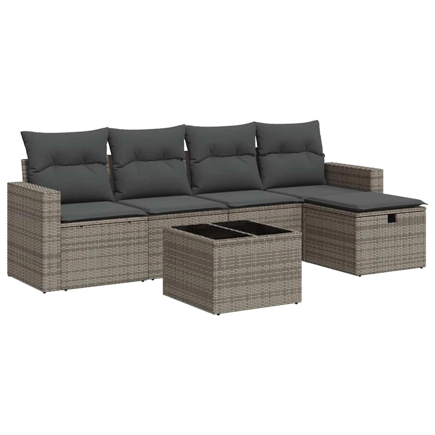 vidaXL 6-Tlg Garten-Sofagarnitur mit Kissen Grau Poly Rattan 3325376 günstig online kaufen