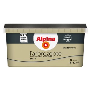 Eimer Alpina Farbrezepte Wanderlust, matte, olivgrüne Innenfarbe, 1 Liter.