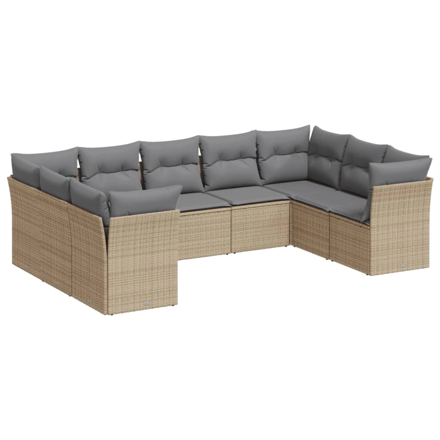 vidaXL 9-tlg Garten-Sofagarnitur mit Kissen Beige Poly Rattan Modell 44