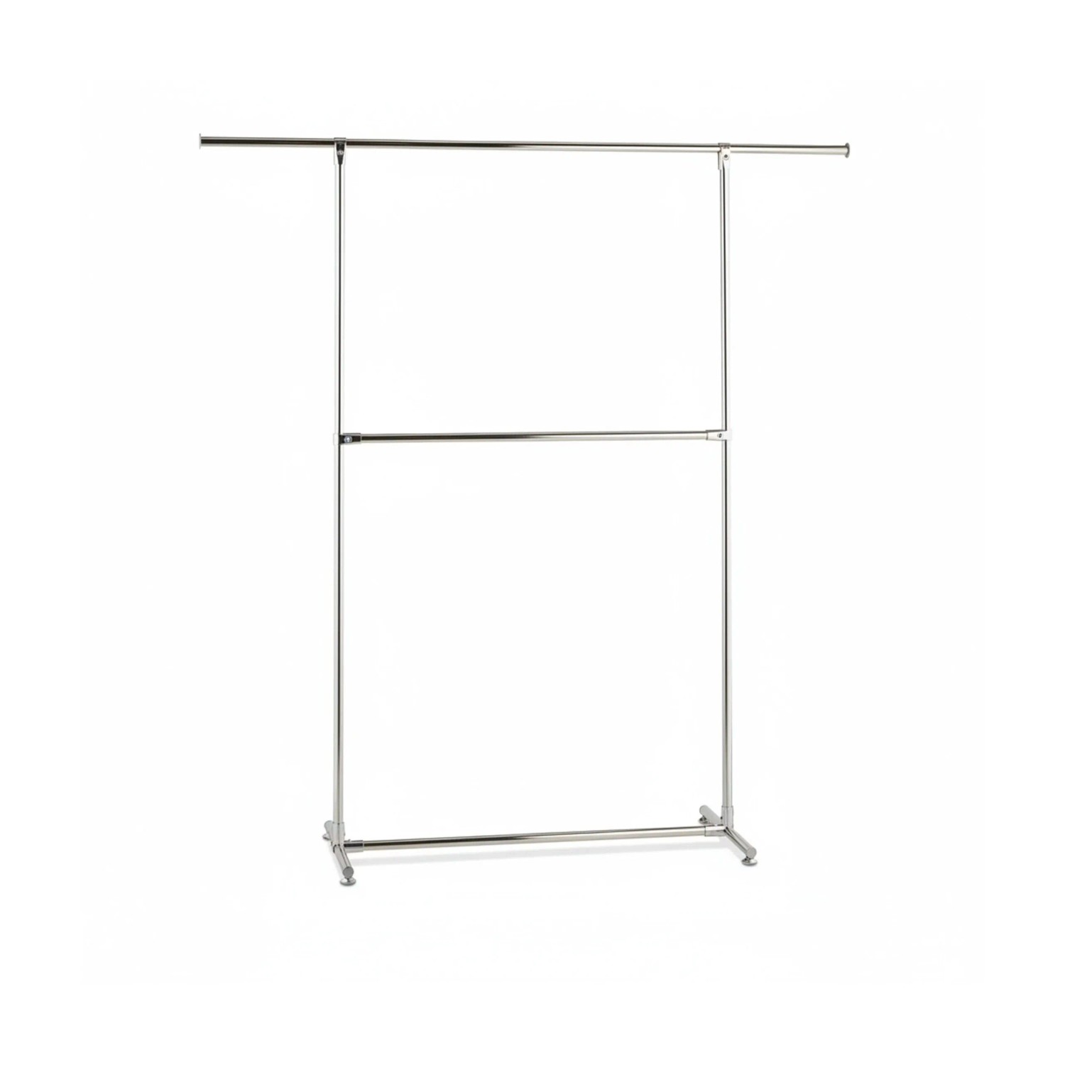 Relaxdays Kleiderständer Edelstahl Silber Freistehend Mit 2 Kleiderstangen 182 cm x 171 cm x 42 cm