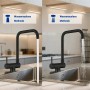AICA Wasserhahn Doppelfunktion 360° Drehbare Kippbare Schwarz Küchenarmatur mit 304 Edelstahl und Keramikventil Mischbatterie_10
