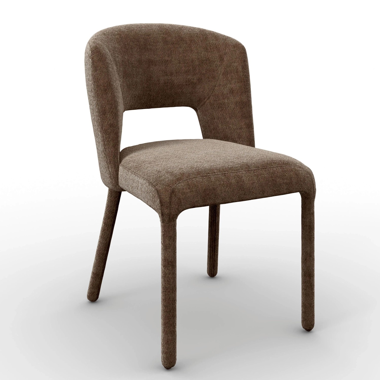 Bessagi Home Stuhl Anea Braun Webstoff Gepolstert