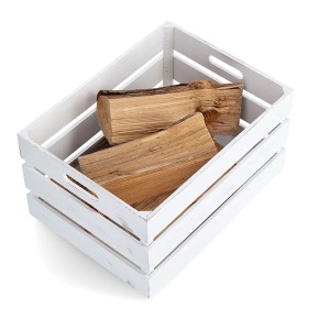 Weiße Zeller Aufbewahrungskiste aus Holz im Vintage-Design, 39x29x21,5 cm.