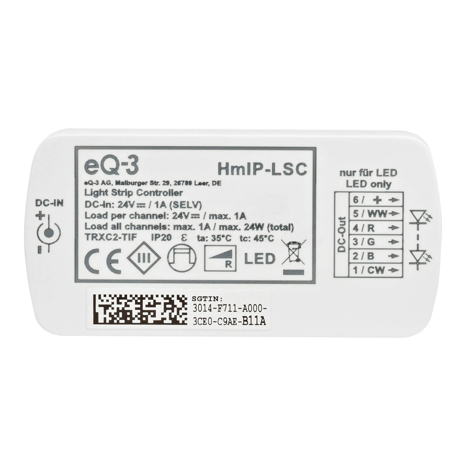 Homematic IP Lightstrip Controller für Hausautomation, Detailansicht.