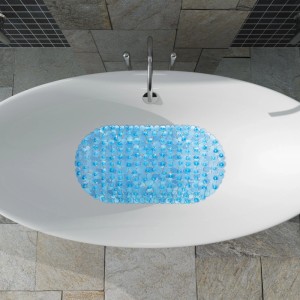 Relaxdays Badewannenmatte Steinoptik PVC Blau Rutschfest 68 cm x 35,5 cm 500 g