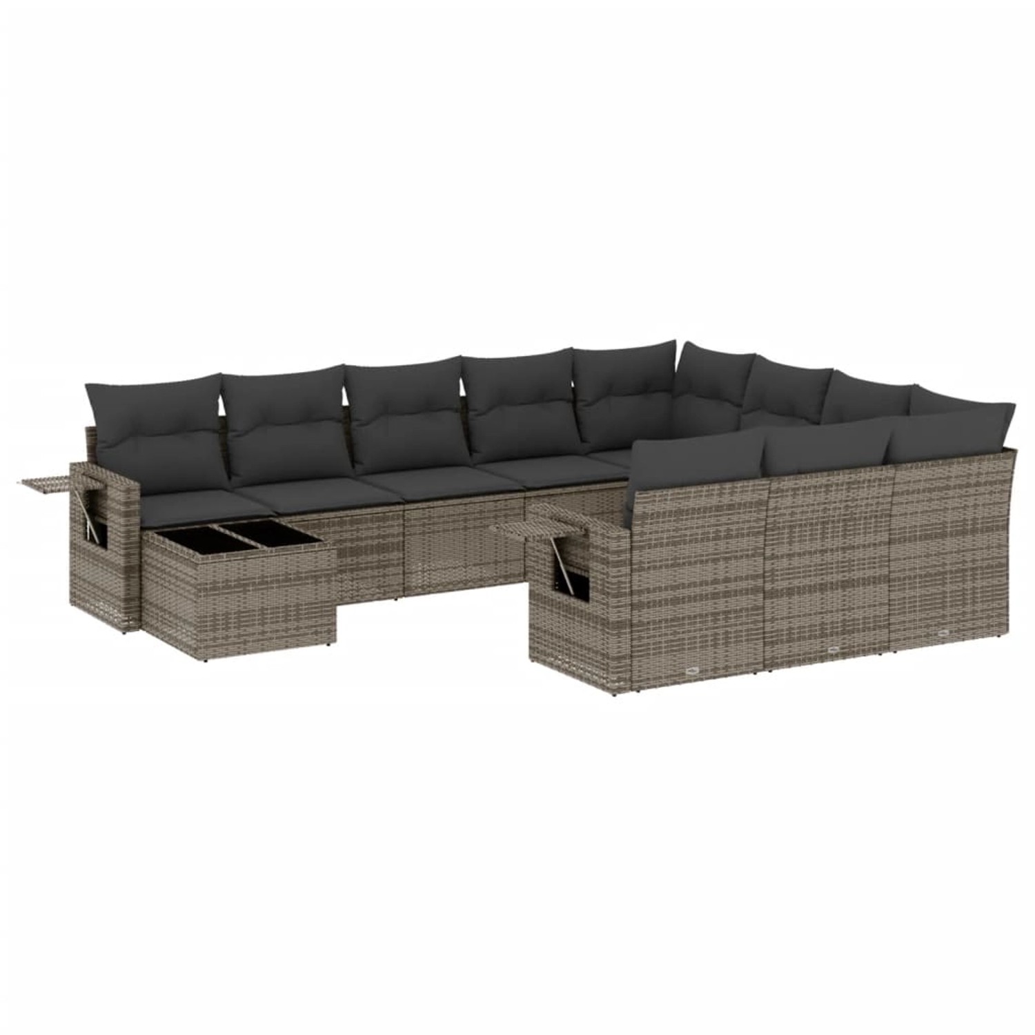 vidaXL 11-Tlg Garten-Sofagarnitur mit Kissen Grau Poly Rattan 3220729 günstig online kaufen