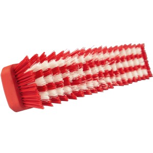 Wolf-Garten Schrubber multi-star mit roten und weißen Borsten für Kombisysteme.