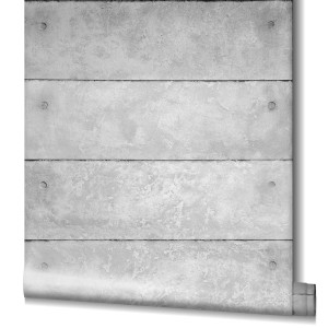 Graue Marburg Vliestapete GZSZ Vintage Betonoptik mit horizontalem Plattenmuster.