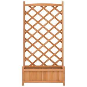 Brauner vidaXL Pflanzkübel mit Spalier aus Tannenholz für Kletterpflanzen im Garten.