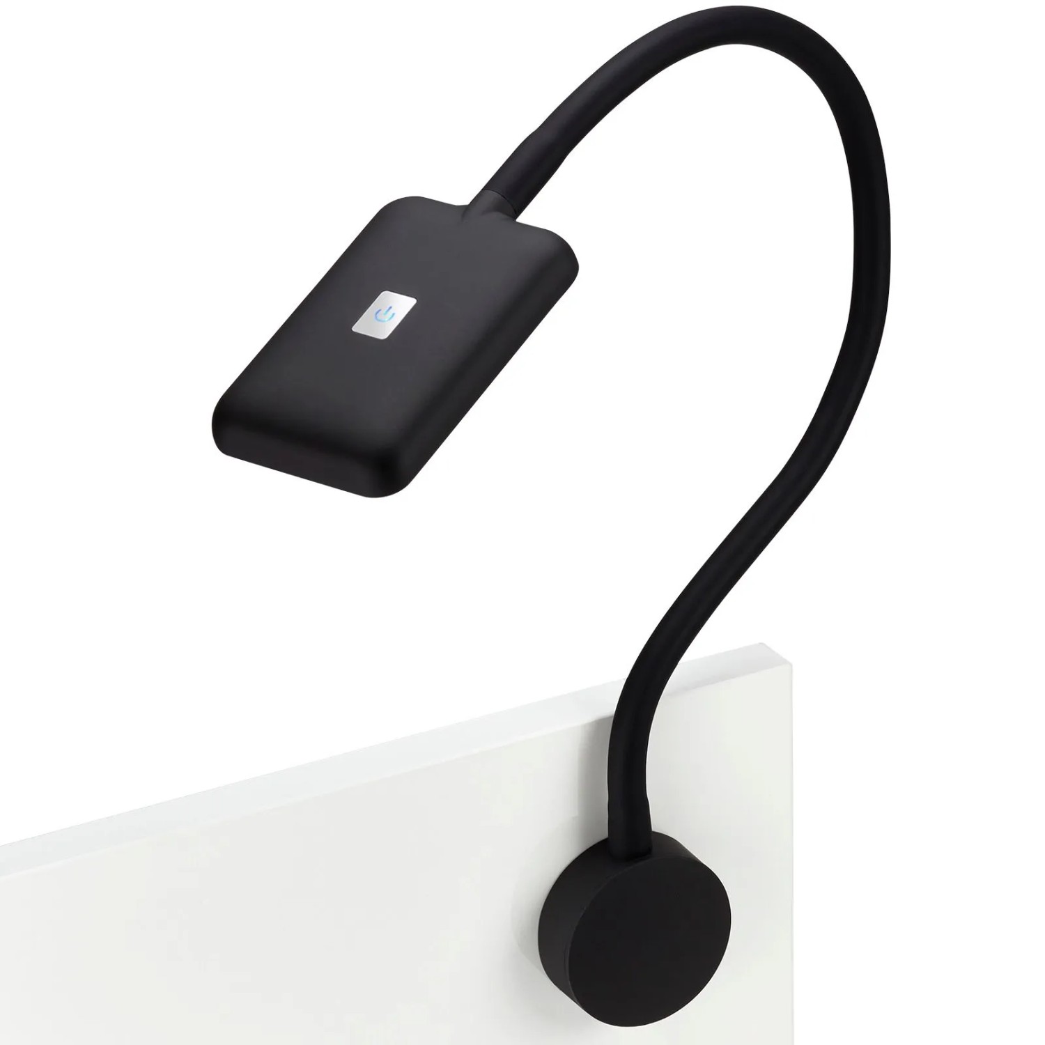SOTECH JUNKER Lighting LED Bettleuchte Leseleuchte FIORE Schwarz mit Flexiblem Leuchtenarm und Touchsensor